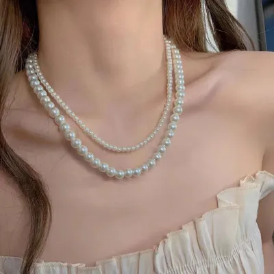 Vintage Style Double Layer Big Pearl Necklace